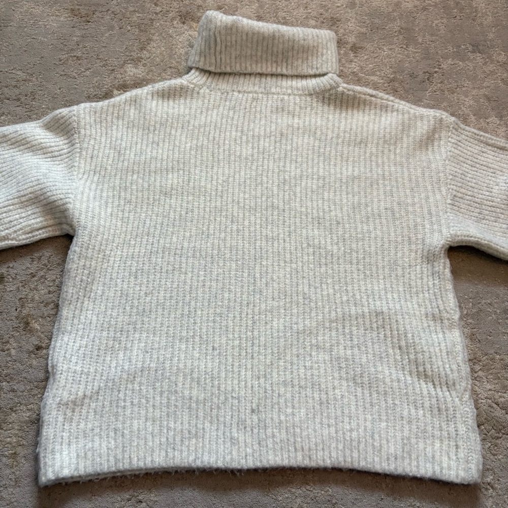 Esqualo Grey Heathered Chunky Knit Turtleneck Oversized Sweater Size Xsmall - Picture 7 of 10